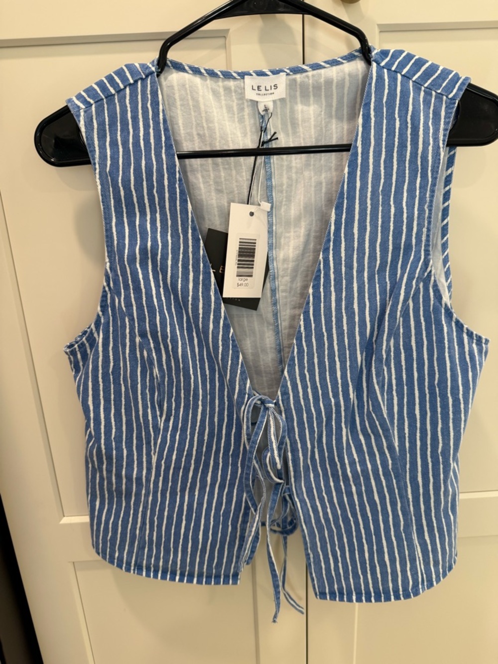 Le Lis Blue & White Striped Tie-Front Crop Top